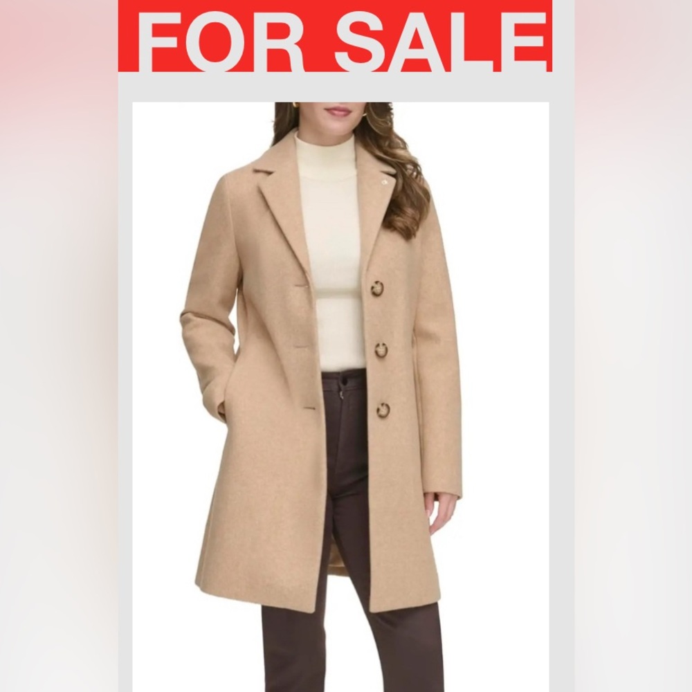 Calvin Klein Coat Camel coat Single Breasted Calvin Klein coat women’s size M - Picture 8 of 16